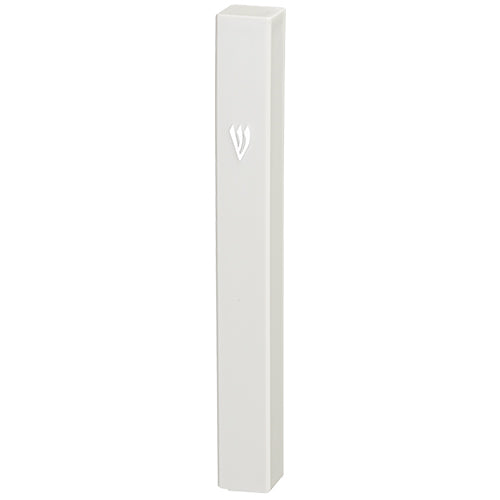 White Acrylic Mezuzah Case Adhesive 7 Inch
