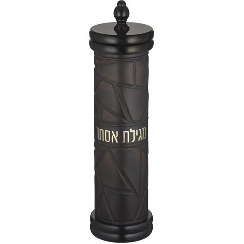 Megillah holder Wood/Faux leather 9"